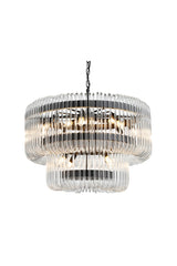 Deckenleuchte rund schwarz-transparent, Hängeleuchte rund schwarz-Glas, Hängelampe schwarz, Durchmesser 80 cm