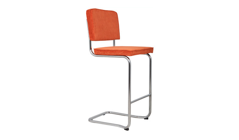 Design Baarstuhl-/hocker aus Metall, Cord, chrom, orange