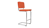 Design Baarstuhl-/hocker aus Metall, Cord, chrom, orange