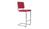 Design Baarstuhl-/hocker aus Metall, Cord, chrom, rot