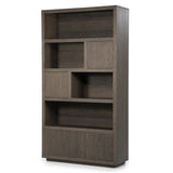 Wohnzimmerschrank braun Eiche furniert, Bücherregal braun Eiche furniert, Schrank braun Holz,  Breite 120 cm