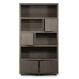 Wohnzimmerschrank braun Eiche furniert, Bücherregal braun Eiche furniert, Schrank braun Holz,  Breite 120 cm