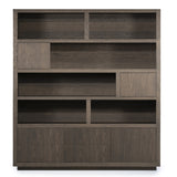 Wohnzimmerschrank braun Eiche furniert, Bücherregal braun Eiche furniert, Schrank braun Holz, Breite 200 cm