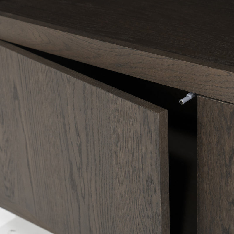 Wohnzimmerschrank braun Eiche furniert, Bücherregal braun Eiche furniert, Schrank braun Holz,  Breite 120 cm