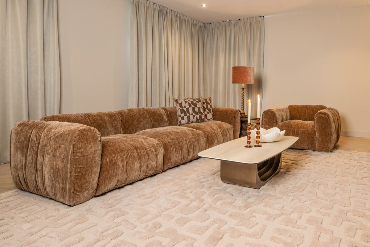 Couchtisch Keramik-Tischplatte, Couchtisch beige, Länge 140 cm