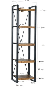 Regal Industriedesign,  Bücherregal Metall Holz, Breite 55 cm
