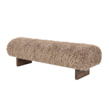 Sitzbank braun Felloptik, Bettbank braun Schaffelloptik, Bank braun Schafsfell-Optik, Länge 140 cm