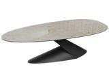 Keramik beige, ovaler Esstisch Keramik-Tischplatte, Tisch beige Marmoroptik Keramik, Länge 270 cm