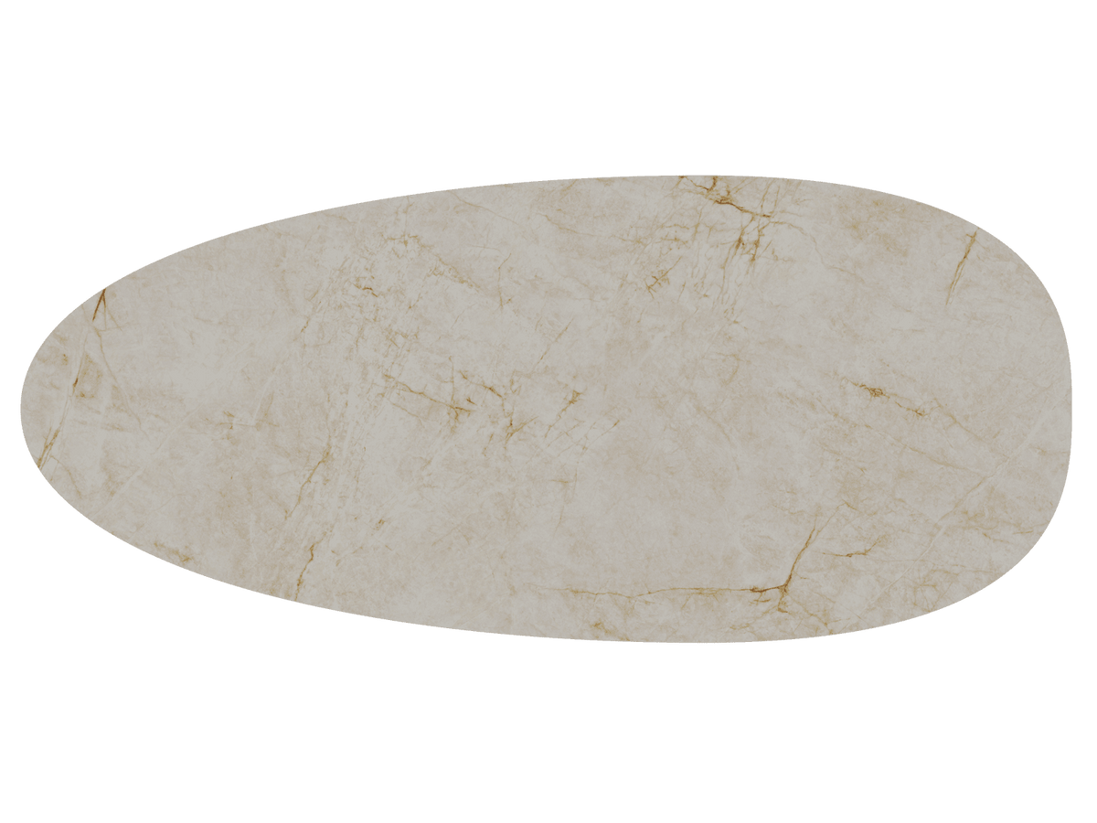 Keramik beige, ovaler Esstisch Keramik-Tischplatte, Tisch beige Marmoroptik Keramik, Länge 270 cm