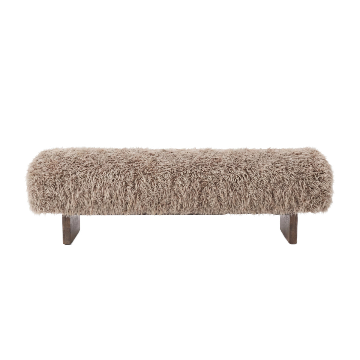 Sitzbank braun Felloptik, Bettbank braun Schaffelloptik, Bank braun Schafsfell-Optik, Länge 140 cm