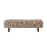 Sitzbank braun Felloptik, Bettbank braun Schaffelloptik, Bank braun Schafsfell-Optik, Länge 140 cm