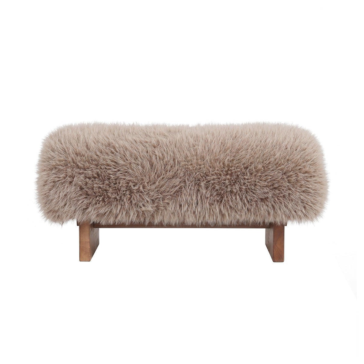 Sitzbank braun Felloptik, Bettbank braun Schaffelloptik, Bank braun Schafsfell-Optik, Länge 90 cm