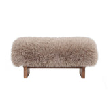 Sitzbank braun Felloptik, Bettbank braun Schaffelloptik, Bank braun Schafsfell-Optik, Länge 90 cm