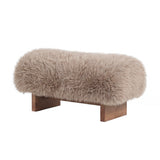 Sitzbank braun Felloptik, Bettbank braun Schaffelloptik, Bank braun Schafsfell-Optik, Länge 90 cm