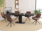 Extendable table brown ceramic tabletop, ceramic dining table, brown extendable dining table, length 150-230 cm