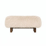 Sitzbank creme Felloptik, Bettbank creme-braun Schaffelloptik, Bank creme Schafsfell-Optik, Länge 90 cm
