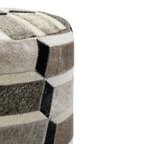 Hocker grau-weiß Kuhfell, Sitzhocker Holz Kuhfell, Hocker rund