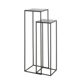 Säule schwarz Metall 2er Set, Dekosäule schwarz Metall, Beistelltisch Metall schwarz, Höhe 100 cm
