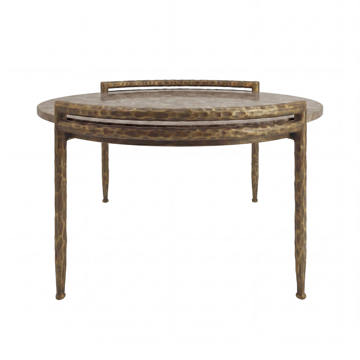 Couchtisch rund Marmor-Bronze, Couchtisch Marmor braun, Breite 80 cm