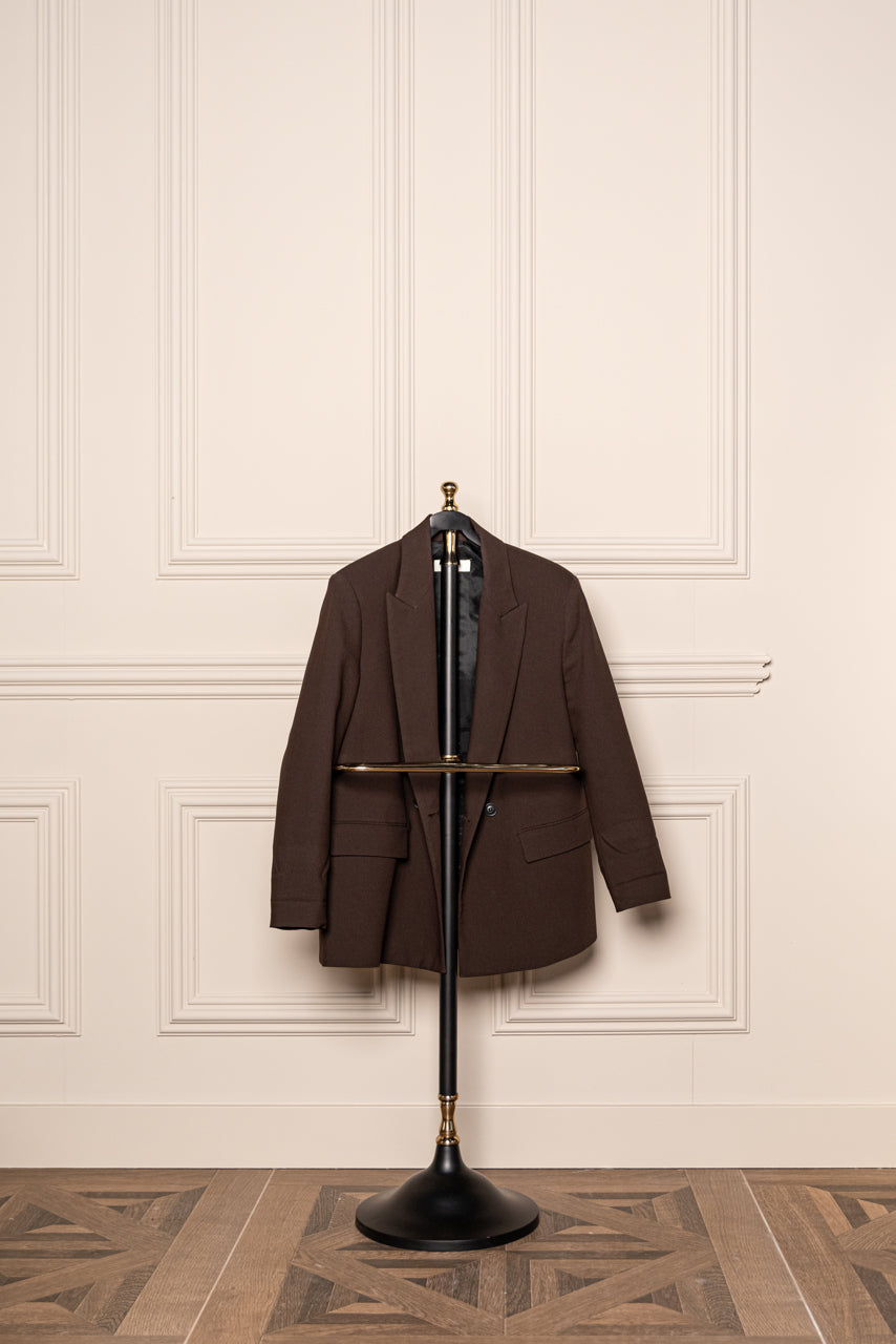 Herrendiener schwarz-Gold, Stehgarderobe schwarz, Garderobe Gold Metall, Höhe 130 cm