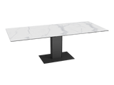 Extendable table with grey ceramic tabletop, dining table with stainless steel frame, extendable dining table, width 130-200 cm
