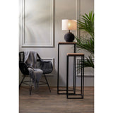 Säule schwarz Metall 2er Set, Dekosäule Metall schwarz, Beistelltisch Holz- Metall, Höhe 102 cm