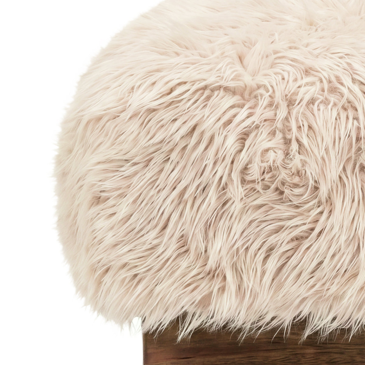 Sitzbank creme Felloptik, Bettbank creme-braun Schaffelloptik, Bank creme Schafsfell-Optik, Länge 90 cm