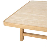 Couchtische Travertin Eiche furniert, quadratischer Couchtisch Eiche-Travertin, Maße 80x80 cm