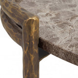 Couchtisch rund Marmor-Bronze, Couchtisch Marmor braun, Breite 80 cm