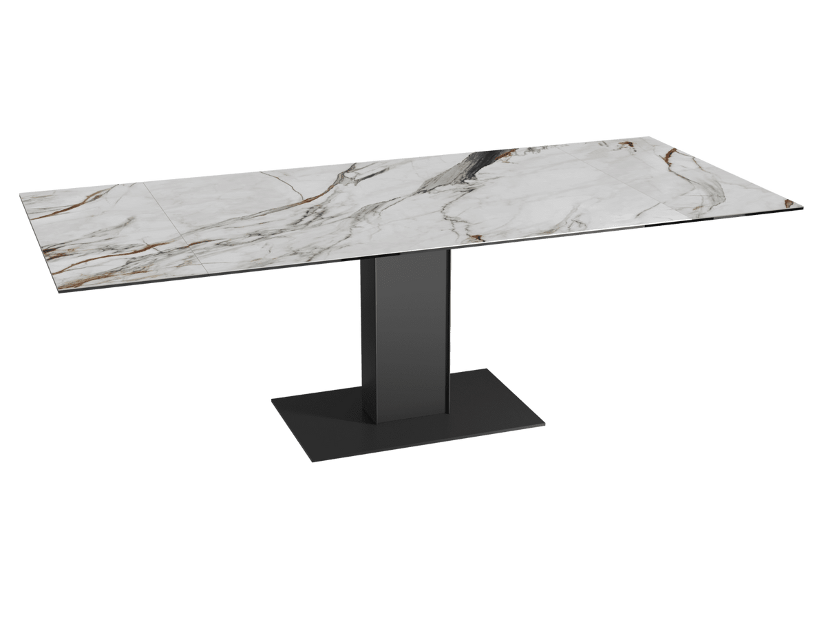Esstisch Keramik Marmoroptik, Tisch Keramik-Tischplatte, Esstisch Marmoroptik ausziehbar, Länge 130-200 cm
