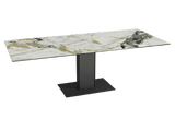 Gold-white ceramic dining table, extendable ceramic table, extendable ceramic dining table, length 150-230 cm