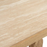 Couchtische Travertin Eiche furniert, quadratischer Couchtisch Eiche-Travertin, Maße 80x80 cm