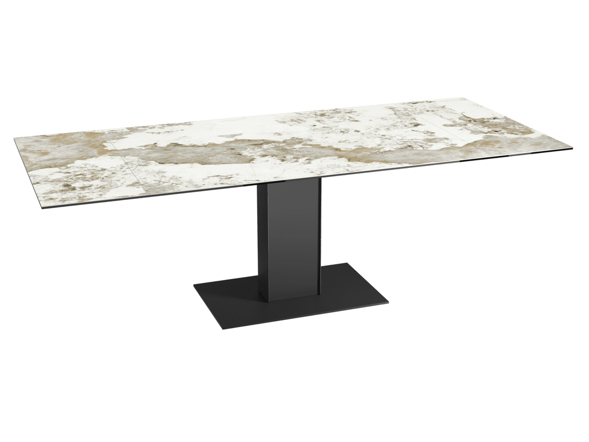Dining table white-grey ceramic tabletop, extendable ceramic dining table, length 150-230 cm