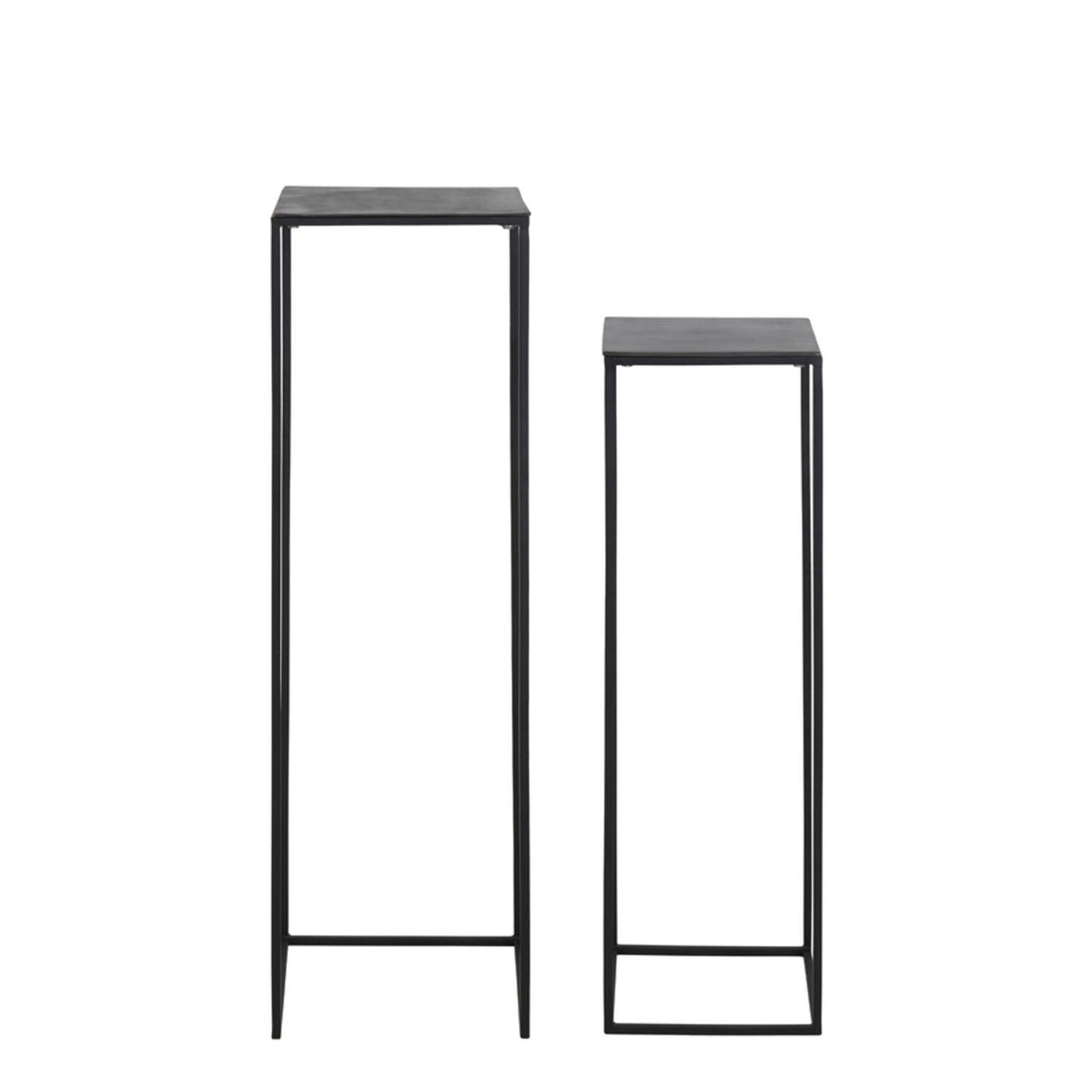 Säule schwarz Metall 2er Set, Dekosäule schwarz Metall, Beistelltisch Metall schwarz, Höhe 100 cm