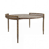 Couchtisch rund Marmor-Bronze, Couchtisch Marmor braun, Breite 80 cm