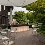 Bartheke weiß Kunststoff, Garten-Bar mit Beleuchtung weiß, Outdoor Bar weiß Kunststoff, Breite 500 cm