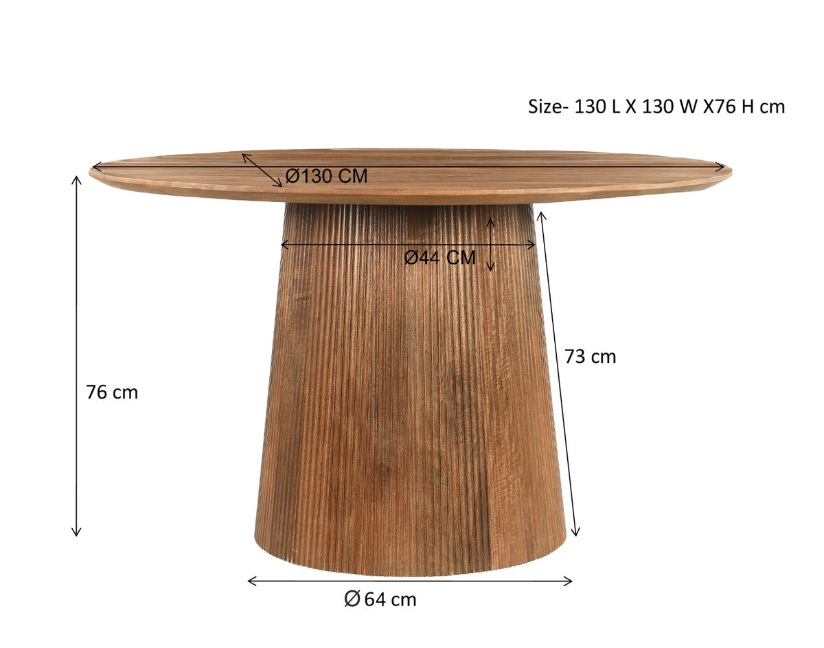 Tisch rund Naturholz, runder Esstisch Holz, Durchmesser 130 cm