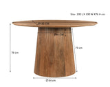 Tisch rund Naturholz, runder Esstisch Holz, Durchmesser 130 cm