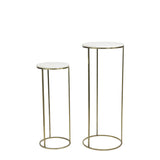 Säule Bronze  2er Set, Dekosäule Bronze-weiß Marmor-Metall, Höhe 102 cm