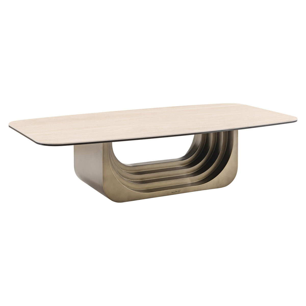 Couchtisch Keramik-Tischplatte, Couchtisch beige, Länge 140 cm