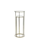 Säule Bronze  2er Set, Dekosäule Bronze-weiß Marmor-Metall, Höhe 102 cm