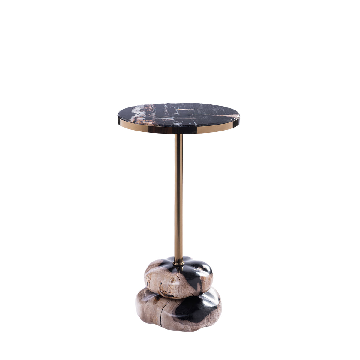 Beistelltisch rund Gold-schwarz, runder Beistelltisch, Höhe 62 cm