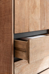 Kleiderschrank Teak Massivholz, Schrank Holz Teak, Wohnzimmerschrank Holz, Breite 100 cm