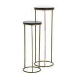 Säule Bronze Metall Glas 2er Set, Dekosäule Bronze-schwarz Metall, Höhe 100 cm