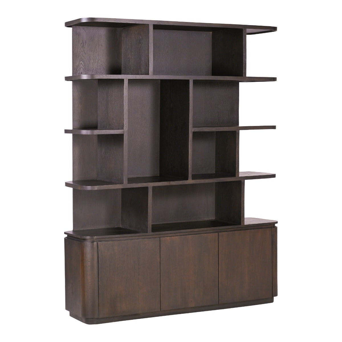 Bücherschrank braun, Regal braun, Wohnzimmerschrank braun Eiche furniert. Breite 170 cm