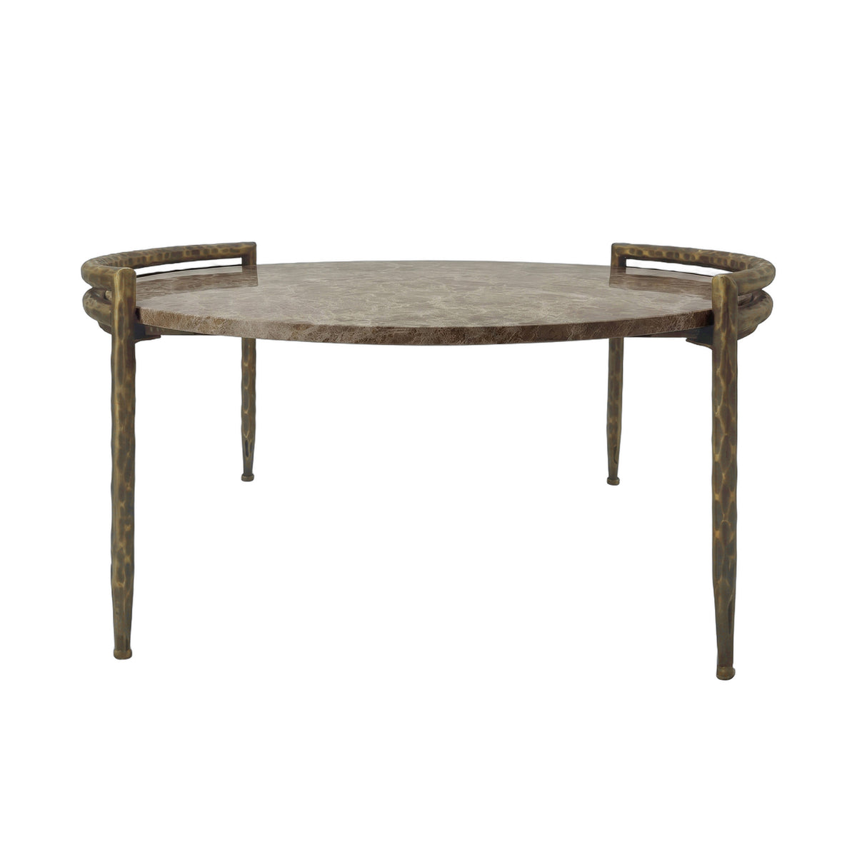 Couchtisch rund Marmor-Bronze, Couchtisch Marmor braun, Breite 80 cm