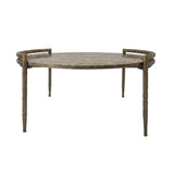 Couchtisch rund Marmor-Bronze, Couchtisch Marmor braun, Breite 80 cm