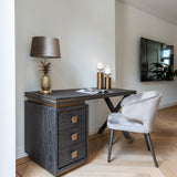 Black desk, desk with drawers, width 150 cm