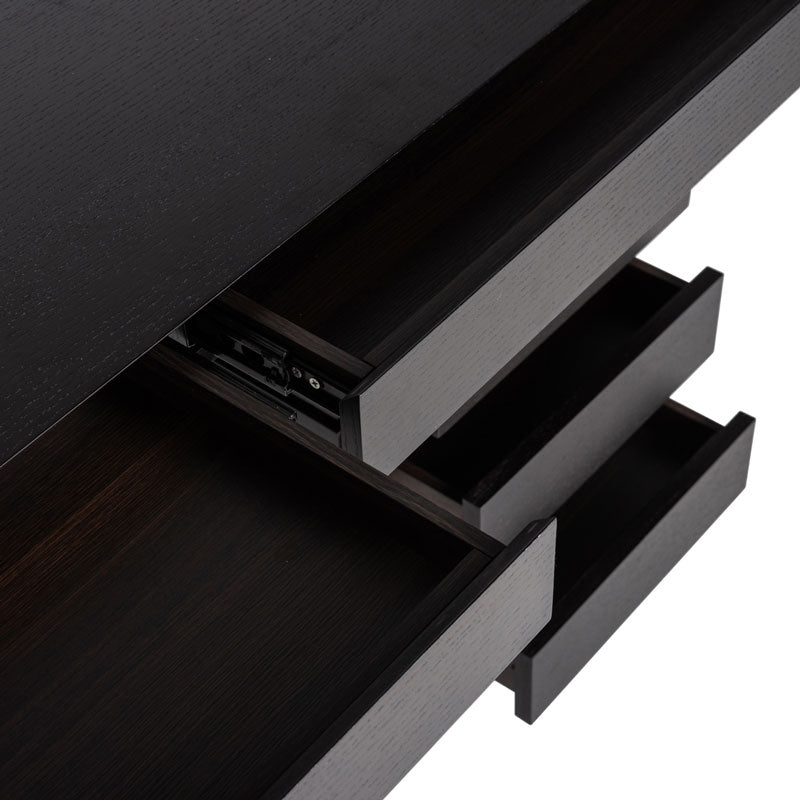 Schreibtisch schwarz, Schreibtisch mit Schubladen, Länge 140 cm
