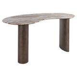 Schreibtisch halbrund Marmor, Schreibtisch Marmor-Metall, Länge 160 cm